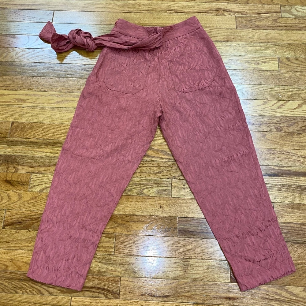 Anthropologie ett:twa Aubade Tie Waist Textured Cropped Pants Size 0 - Picture 6 of 6